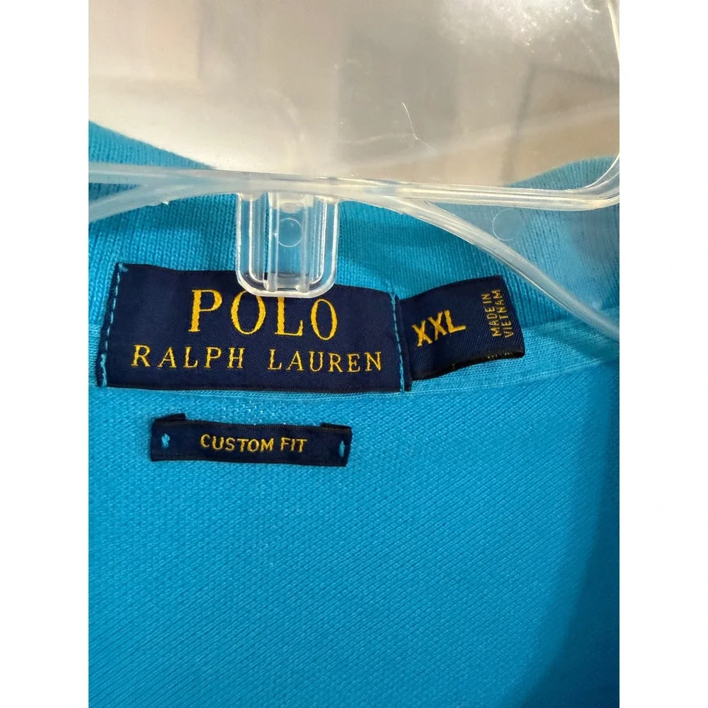 Polo Ralph Lauren Men XXL Custom Fit Bright Blue Short Sleeve Cotton Polo Shirt